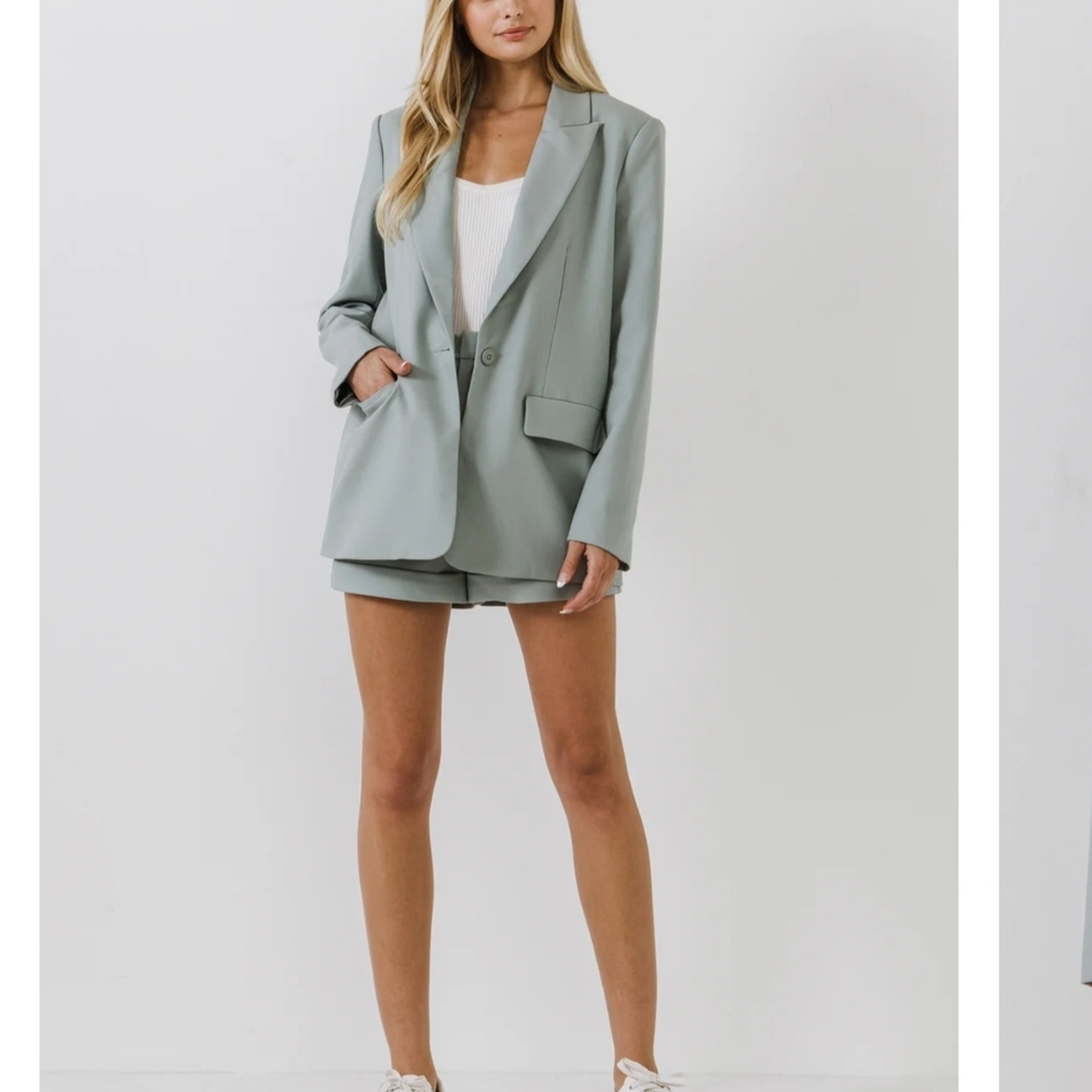 Endless Rose Mint Green Oversized Blazer